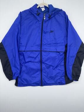 Vintage 90s Speedo Mens Track Jacket Small Blue Mesh Deadstock USA Full Zip